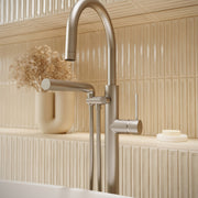 AQUABRASS UMIX FLOORMOUNT TUBFILLER WITH HANDSHOWER