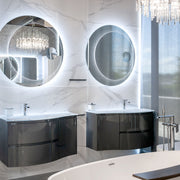 BATHROOM LUXURY LED  MIRROR  100x100cm  WITH MAGNIFYING MIRROR MADE IN ITALY