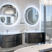 BATHROOM LUXURY LED  MIRROR  100x100cm  WITH MAGNIFYING MIRROR MADE IN ITALY