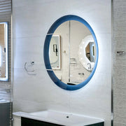 BATHROOM MIRROR ROUND 80 CM WITH LED LIGHTING AND FLEXIGLASS FRAME MATTE BLACK MADE IN ITALY
