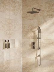 AQUABRASS SQUARE   2 WAY SHARED THERMOSTATIC SHOWER KIT