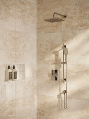 AQUABRASS SQUARE   2 WAY SHARED THERMOSTATIC SHOWER KIT