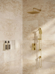 AQUABRASS SQUARE   2 WAY SHARED THERMOSTATIC SHOWER KIT
