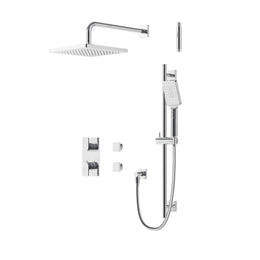 AQUABRASS SQUARE   2 WAY SHARED THERMOSTATIC SHOWER KIT