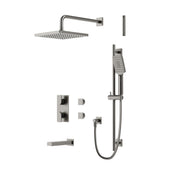 AQUABRASS SQUARE  3 WAY SHARED THERMOSTATIC SHOWER KIT  + SPOUT