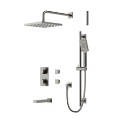 AQUABRASS SQUARE  3 WAY SHARED THERMOSTATIC SHOWER KIT  + SPOUT
