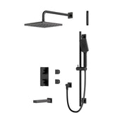 AQUABRASS SQUARE  3 WAY SHARED THERMOSTATIC SHOWER KIT  + SPOUT