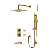 AQUABRASS SQUARE  3 WAY SHARED THERMOSTATIC SHOWER KIT  + SPOUT