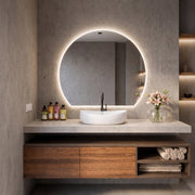 COMO LED OFFSET ROUND MIRROR 39.5 x 33.5